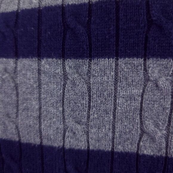 Tommy Hilfiger Gray Blue Striped Cable Knit V Neck Sweater Size Large - Picture 5 of 8